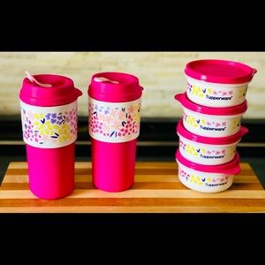 Collection floral Tupperware tasse ECO et bols collation